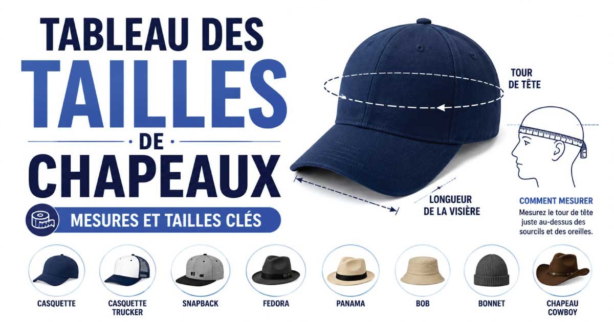 Tableau des tailles de chapeaux