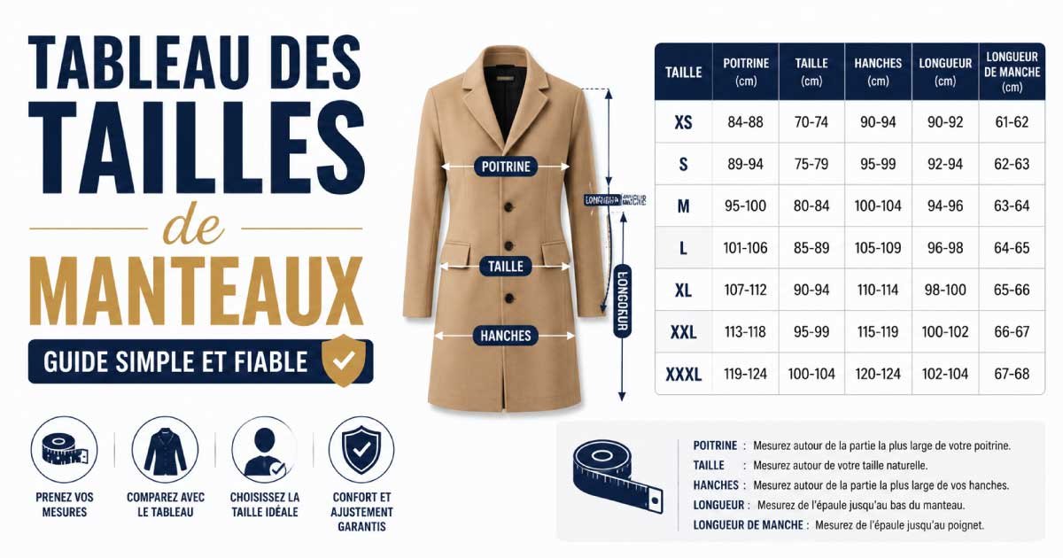 Tableau des tailles de manteaux