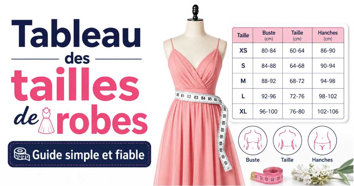 Tableau des tailles de robes