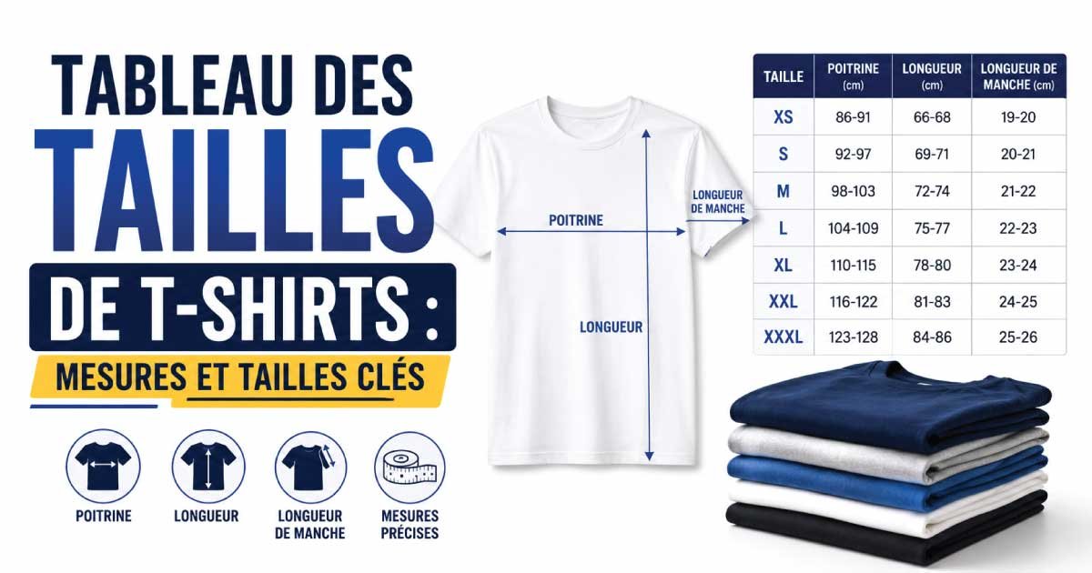 Tableau des tailles de t-shirts