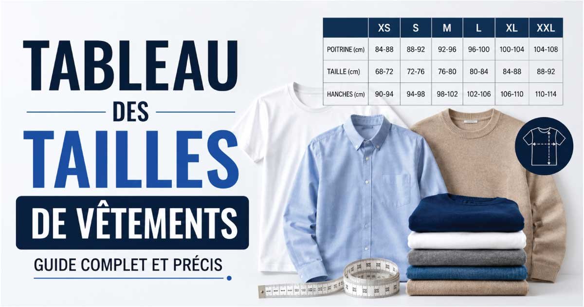 Tableau des tailles de vêtements